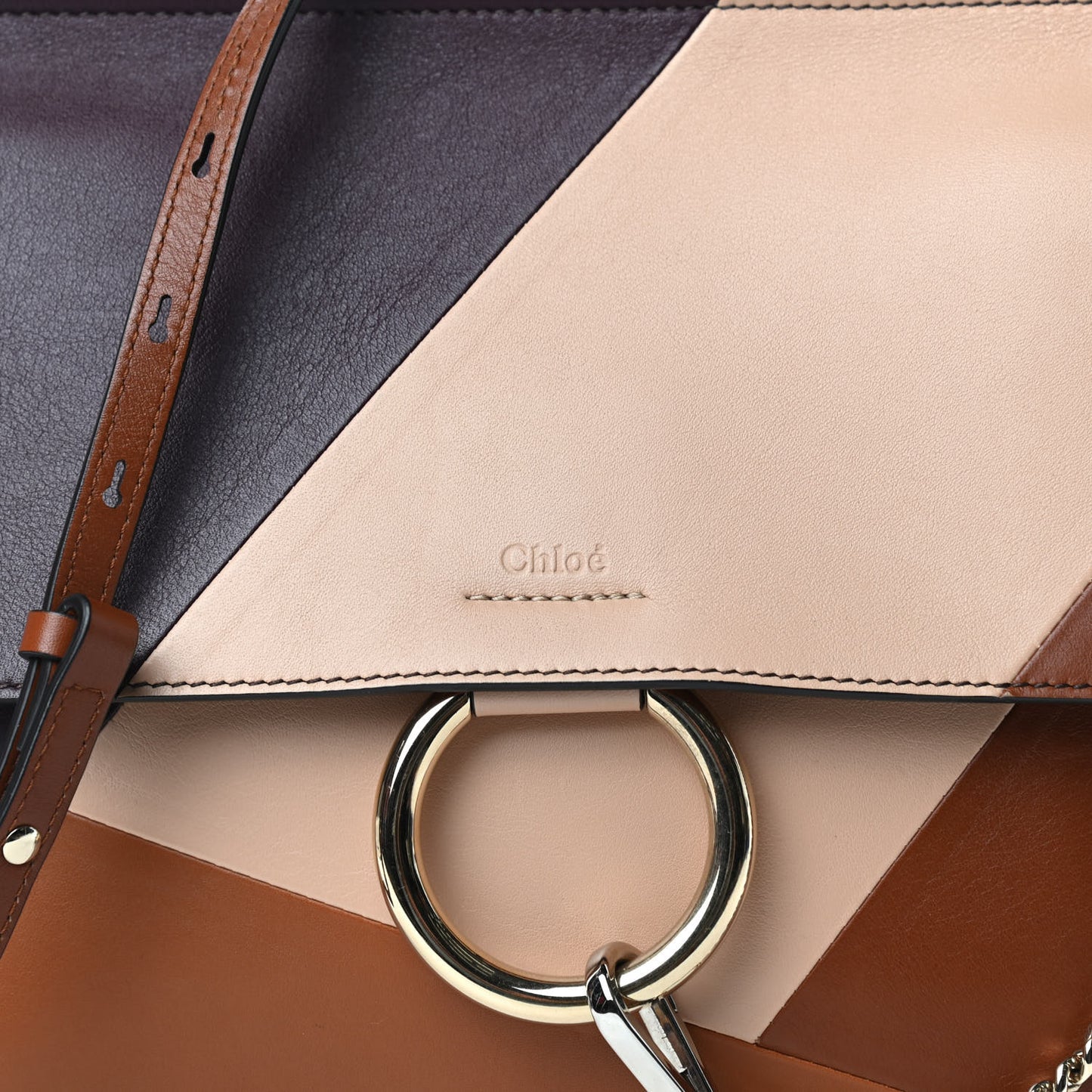 Smooth Calfskin Patchwork Medium Faye Shoulder Bag Light Tan