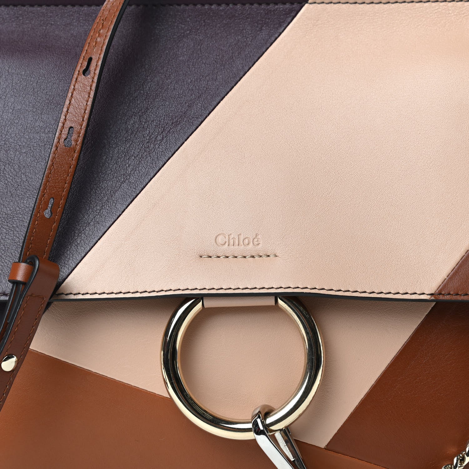 Chloe Smooth Calfskin Patchwork Medium Faye Shoulder Bag Light Tan 9 of 9
