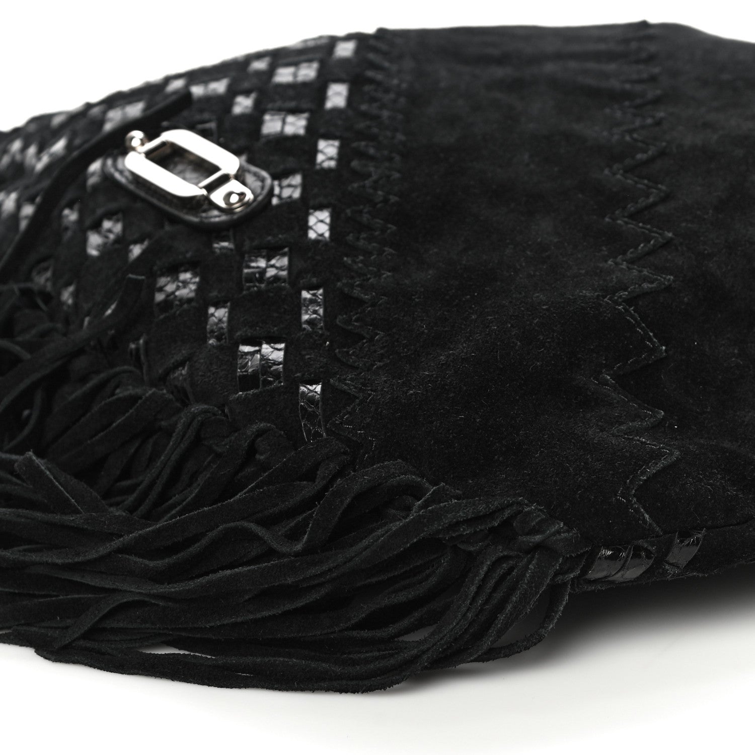 Jimmy Choo Python Suede Fringe Tatum Shopper Tote Black 9 of 9