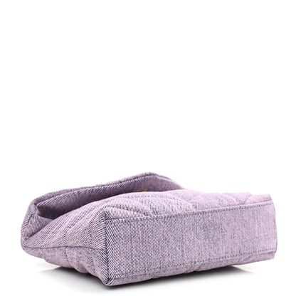 Saint Laurent Denim Quilted Loulou Puffer Monogram Pouch Clutch Bleached Lilac 5 of 9