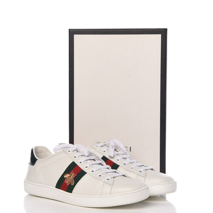 Gucci Calfskin Ayers Bee Embroidered Womens Ace Sneakers 37.5 White Green 11 of 11