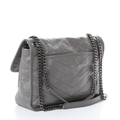 Saint Laurent Crinkled Calfskin Matelasse Monogram Medium Niki Chain Satchel Fog 2 of 8