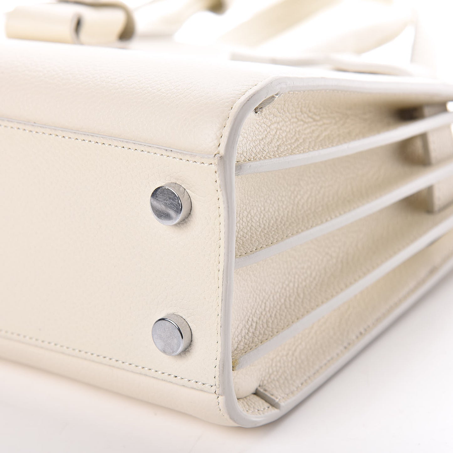 Grained Calfskin Nano Sac de Jour Dove White