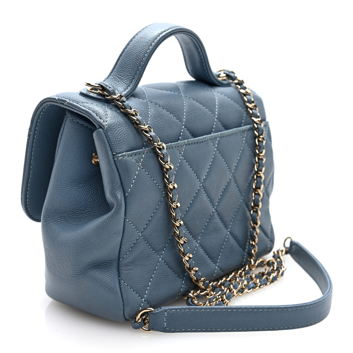 Caviar Quilted Small Business Affinity Flap Light Blue