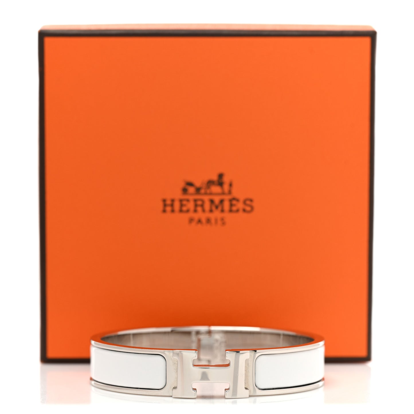 Enamel Narrow Clic Clac H Bracelet PM White