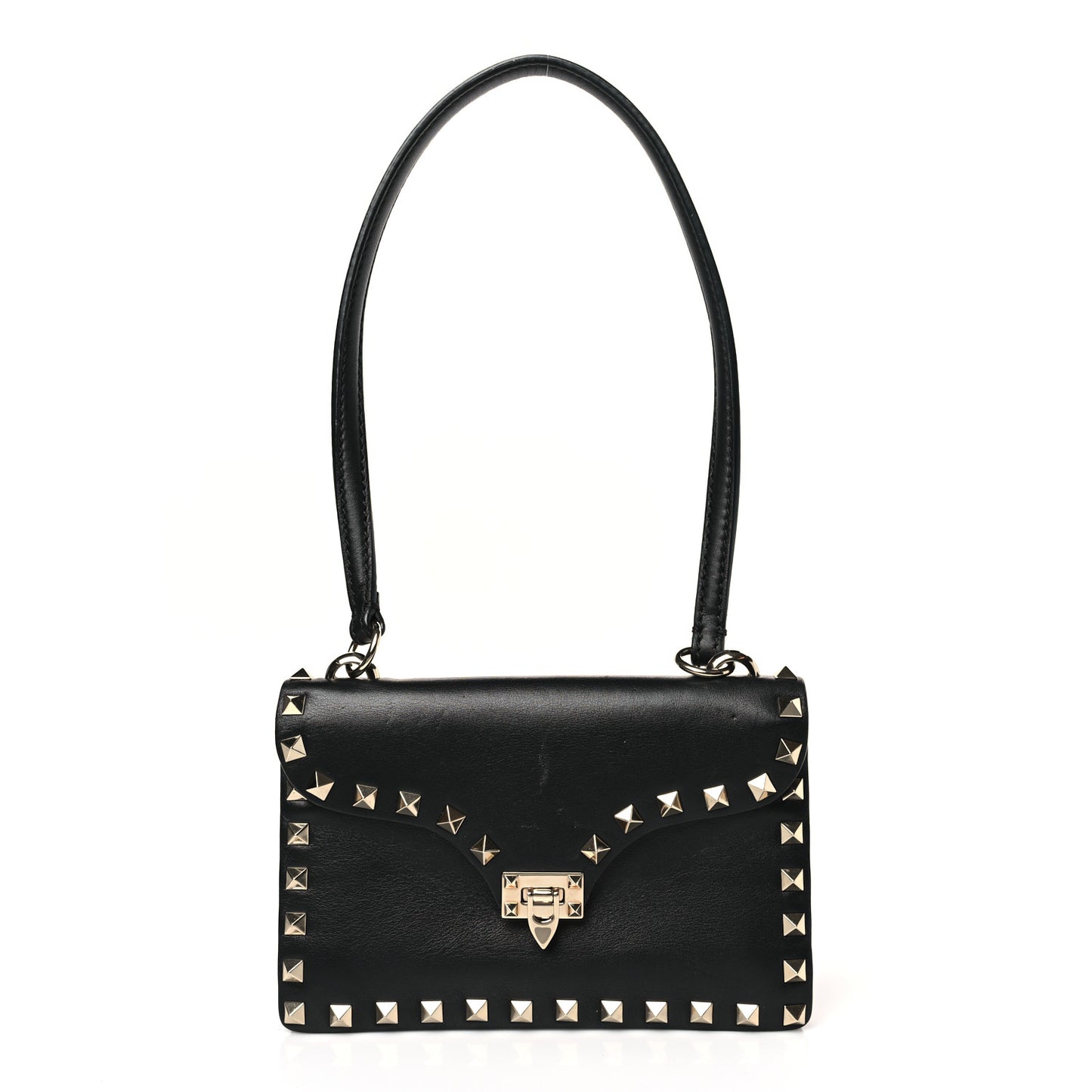 Vitello Mini Rockstud Shoulder Flap Bag Black