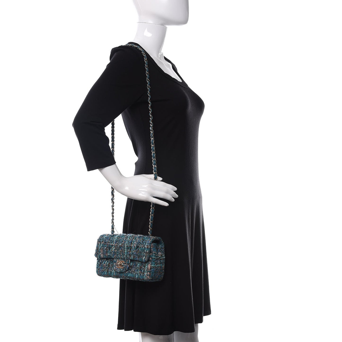 Tweed Quilted Egyptian Mini Rectangular Flap Turquoise