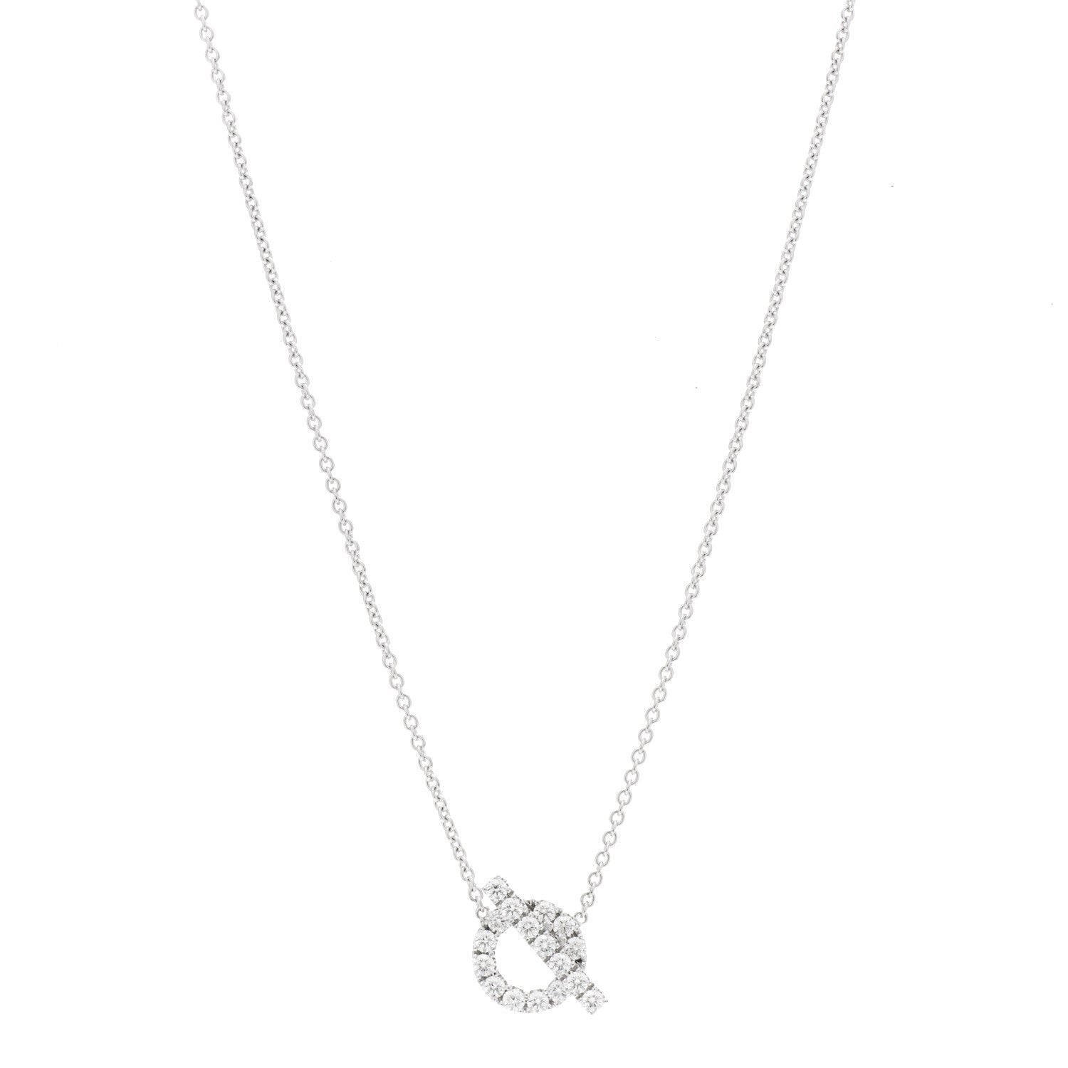 Hermes 18K White Gold Diamond Finesse Pendant Necklace 1 of 4