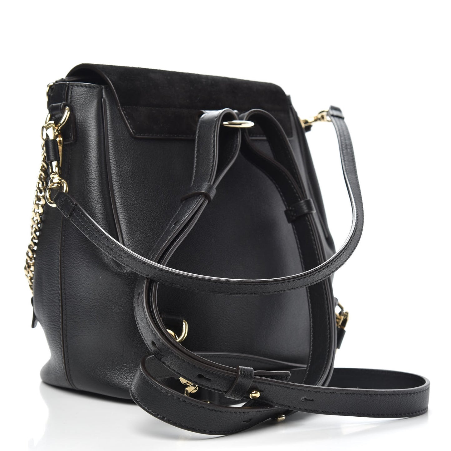 Suede Calfskin Small Faye Backpack Black