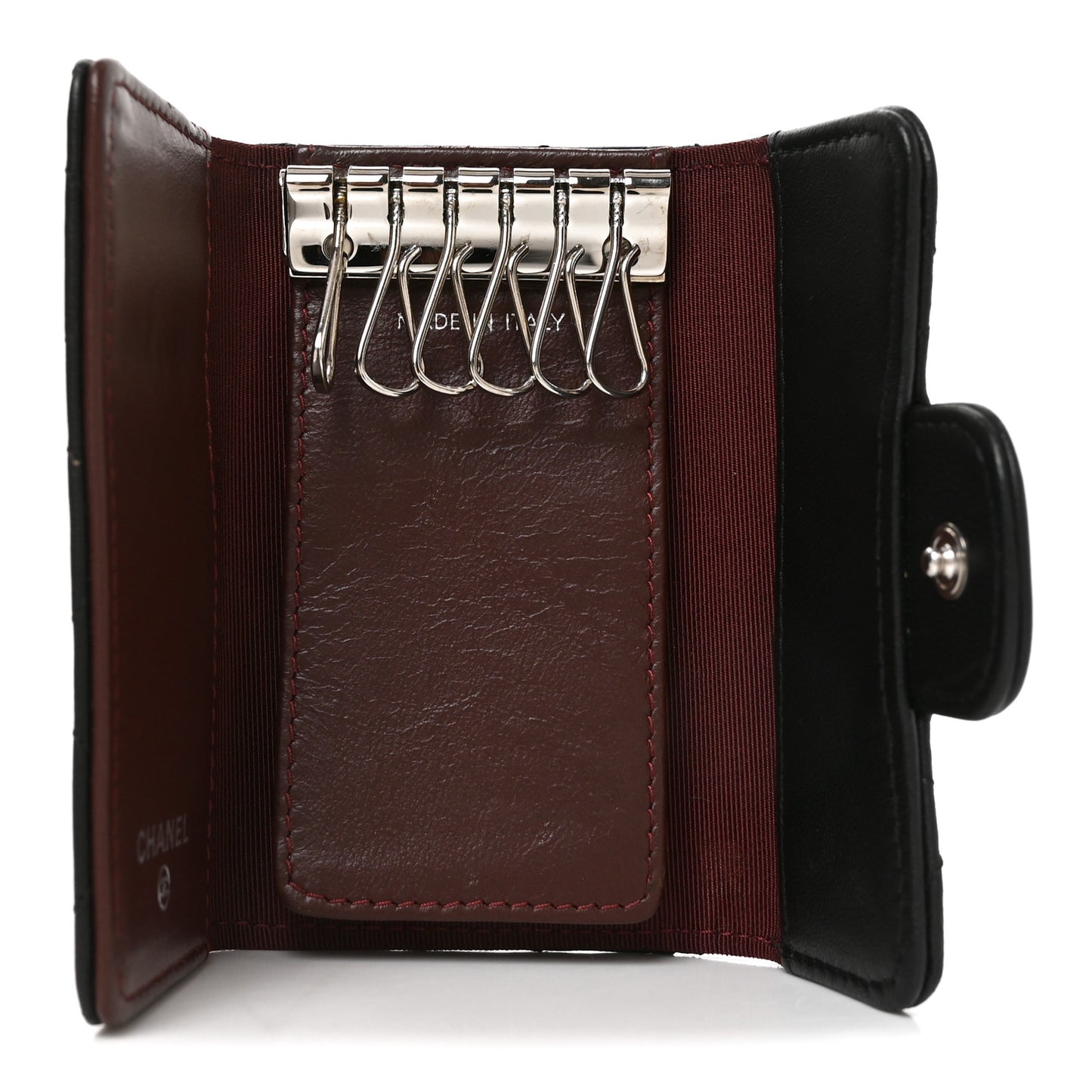 Lambskin Quilted 6 Key Holder Black