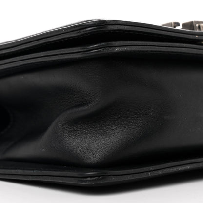 Chanel Calfskin Woven Small Boy Flap Black White 9 of 12