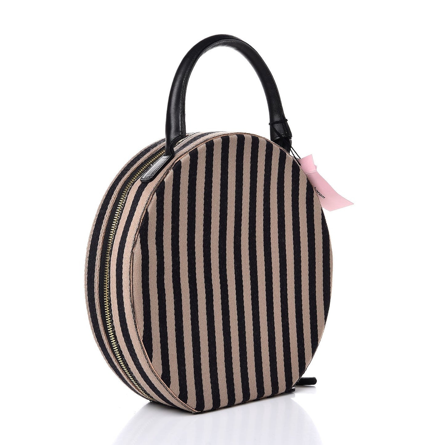 Canvas Striped Girard Circle Bag Black