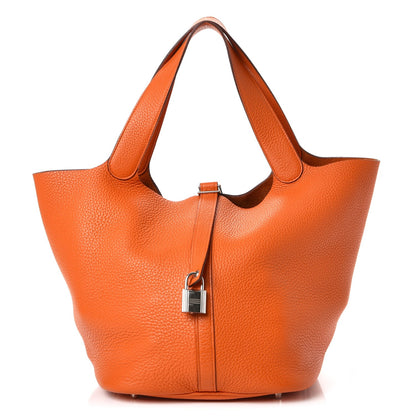Hermes Taurillon Clemence Picotin Lock 26 GM Orange 1 of 7