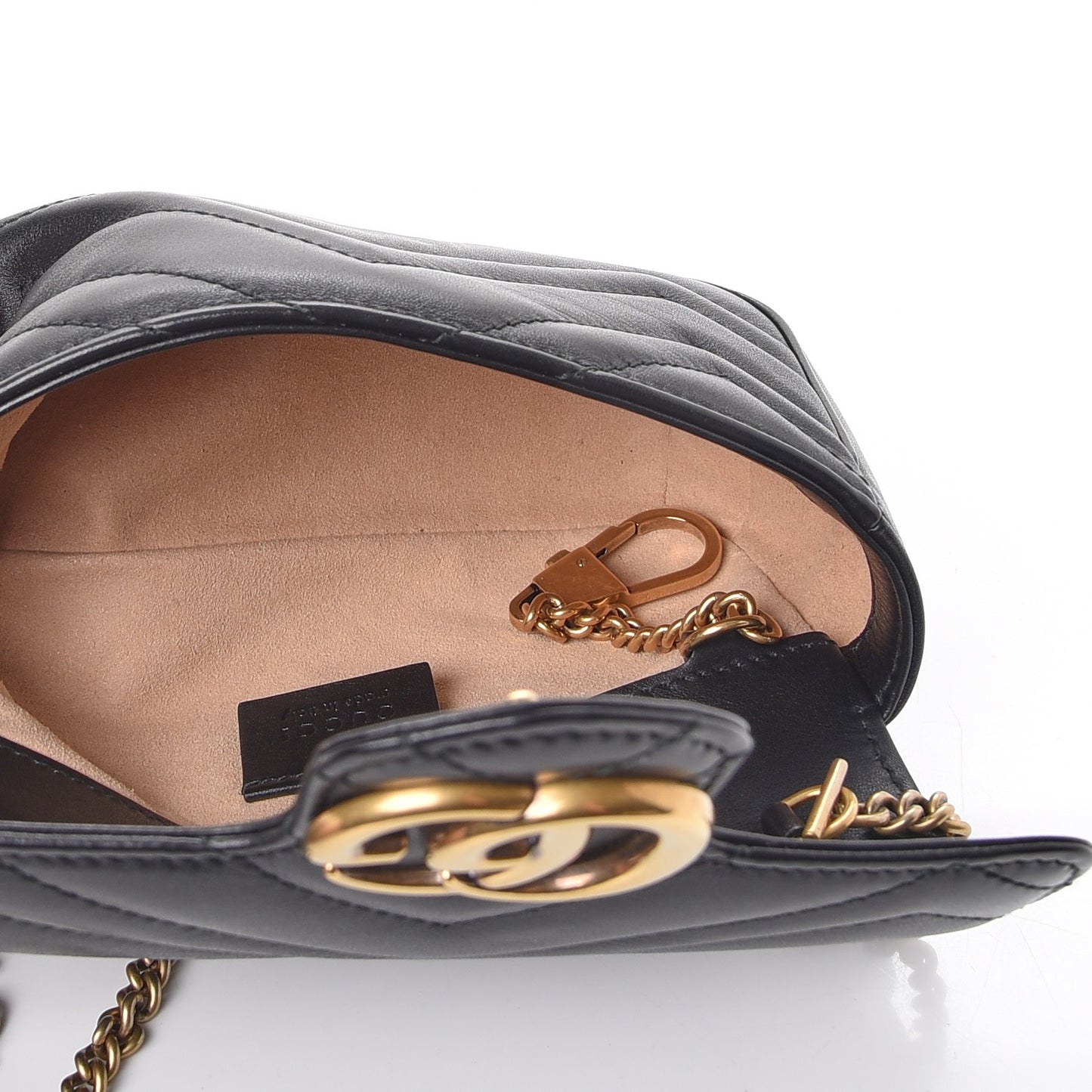 Calfskin Matelasse Super Mini GG Marmont Shoulder Bag Black