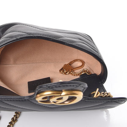 Gucci Calfskin Matelasse Super Mini GG Marmont Shoulder Bag Black 6 of 9