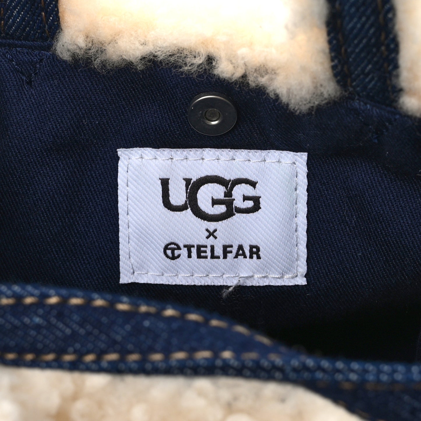 X UGG Denim Shearling Small Shopping Bag Raw Denim