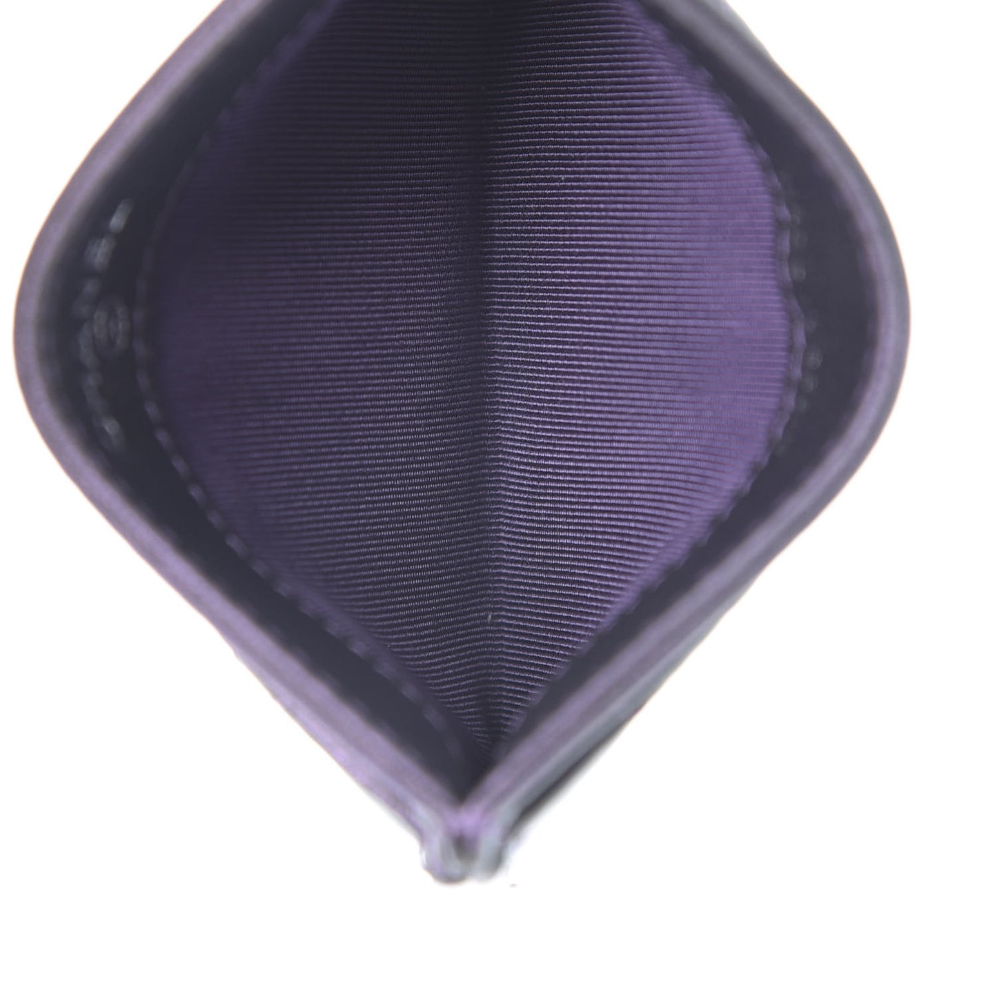 Iridescent Lambskin Quilted Card Holder Purple