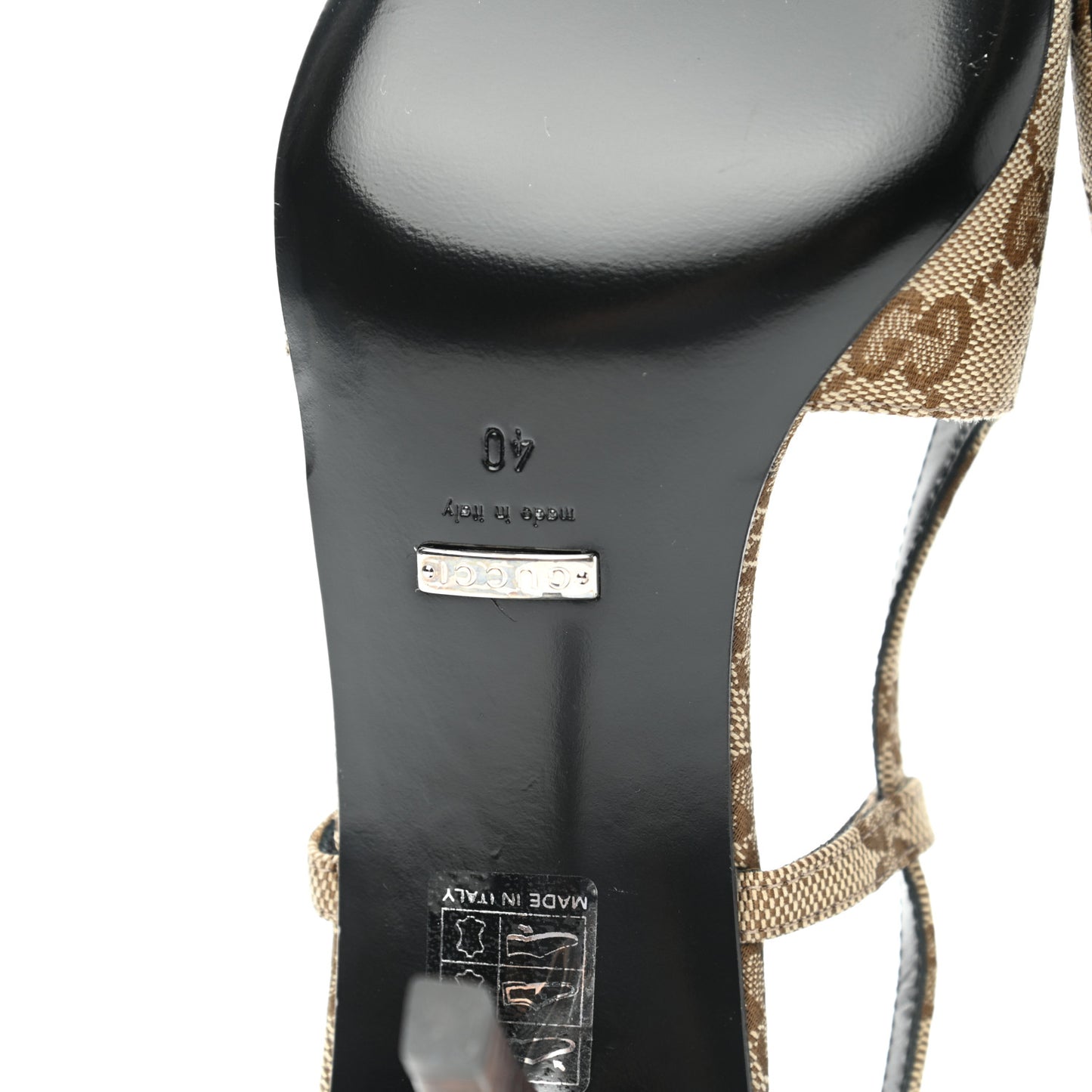 Monogram Malga Kid Square G 75mm Slingback Pumps 40 Beige Ebony New Acero