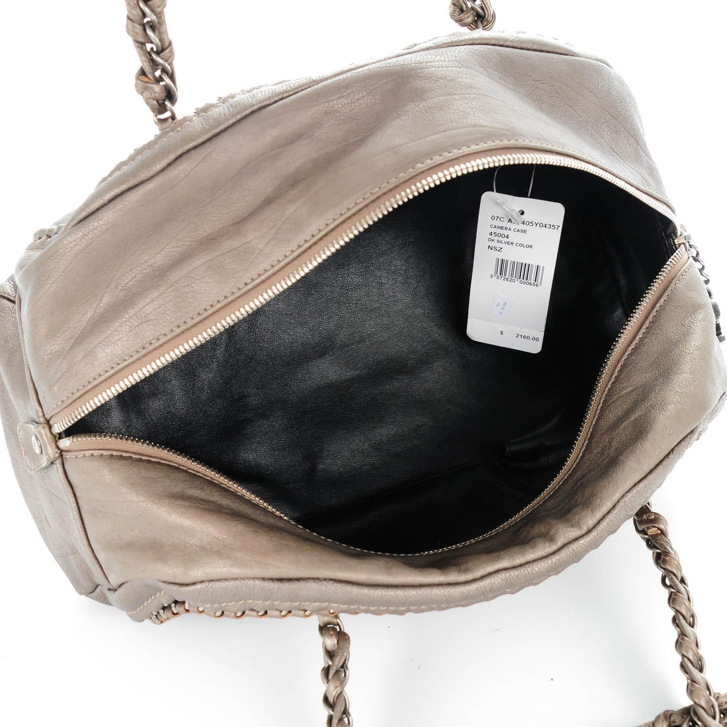 Metallic Goatskin Medium Luxe Ligne Bowler Dark Silver