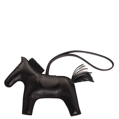 Hermes Milo Lambskin Grigri Rodeo Horse Bag Charm GM So Black 1 of 6