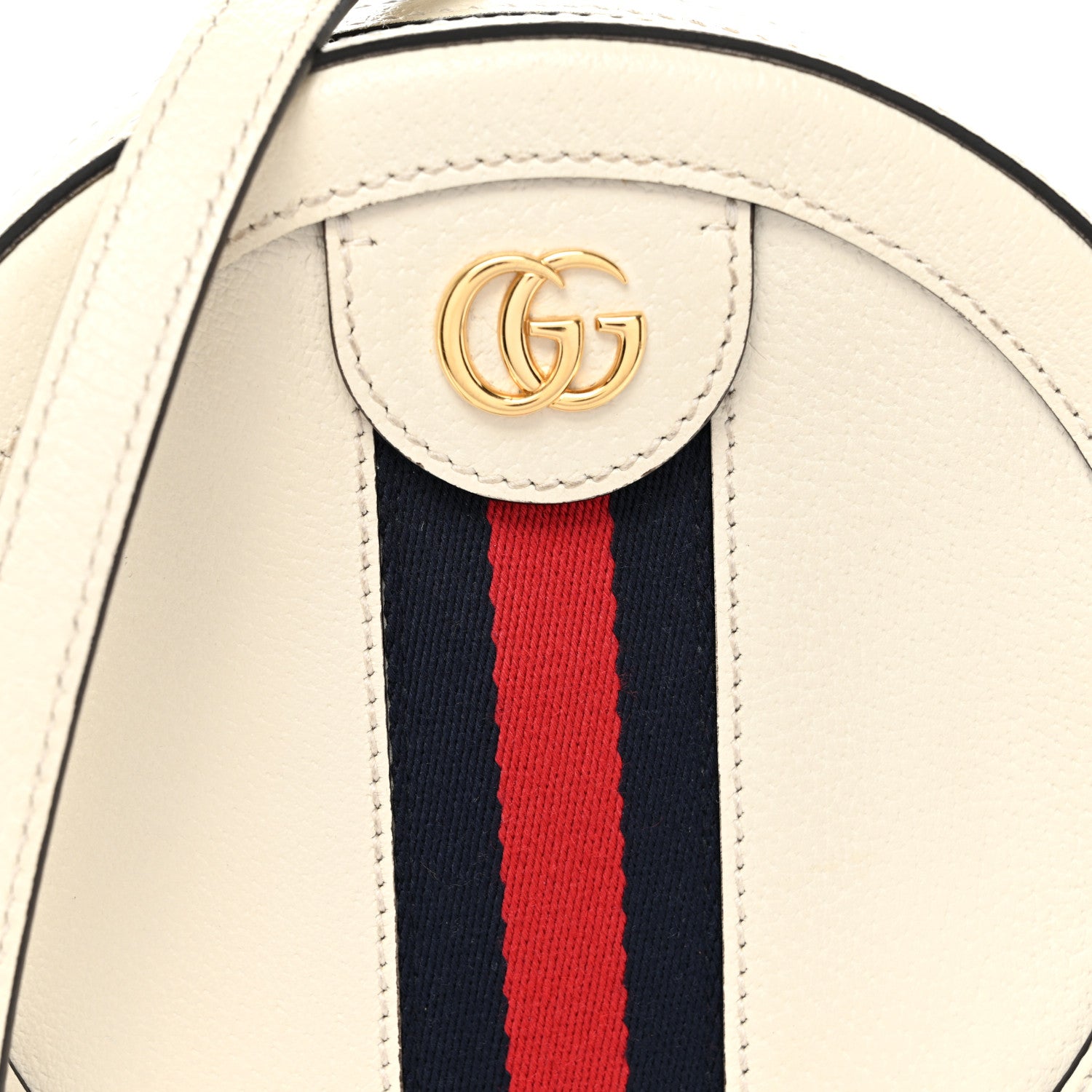 Gucci Textured Calfskin Web Mini Ophidia Round Shoulder Bag Mystic White 8 of 11