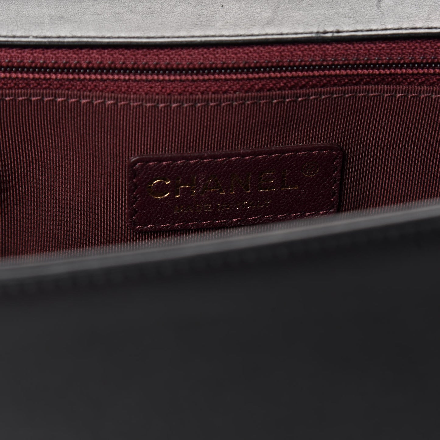 Calfskin Caviar Suede Chevron New Medium Boy Flap Black