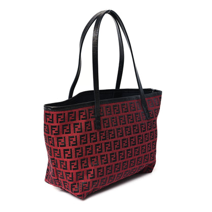 Fendi Zucchino Tote Red Black 4 of 14