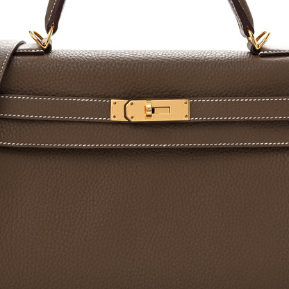 Hermes Taurillon Clemence Kelly Retourne 32 Etoupe 8 of 16