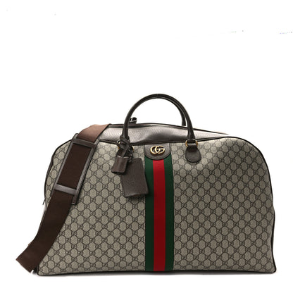 Gucci GG Supreme Monogram Textured Dollar Calfskin Web Large Savoy Bowling Bag Beige Ebony New Acero 1 of 9