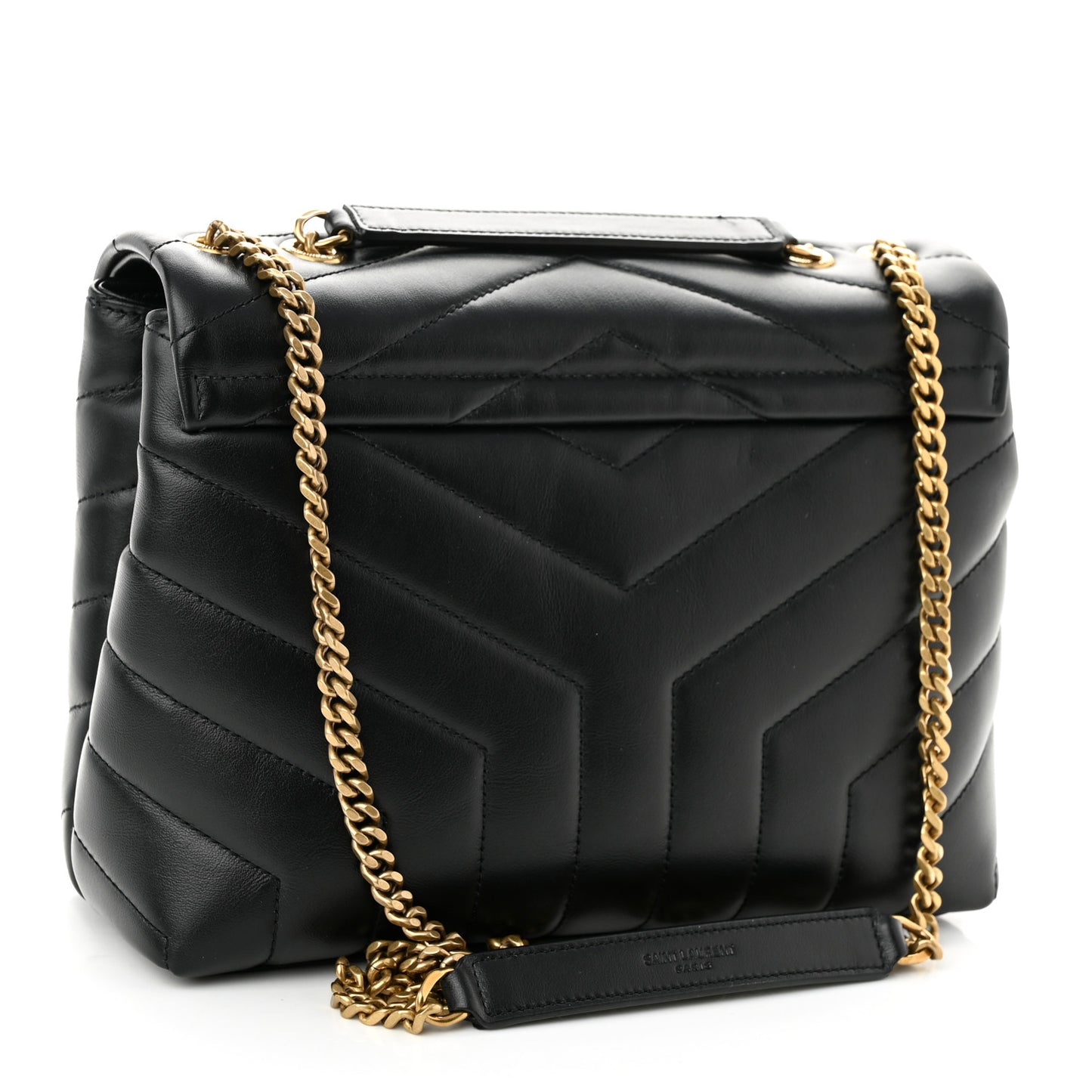 Calfskin Y Quilted Monogram Small Loulou Chain Satchel Black