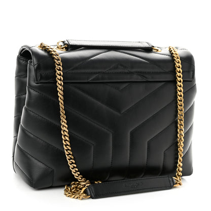 Saint Laurent Calfskin Y Quilted Monogram Small Loulou Chain Satchel Black 3 of 11