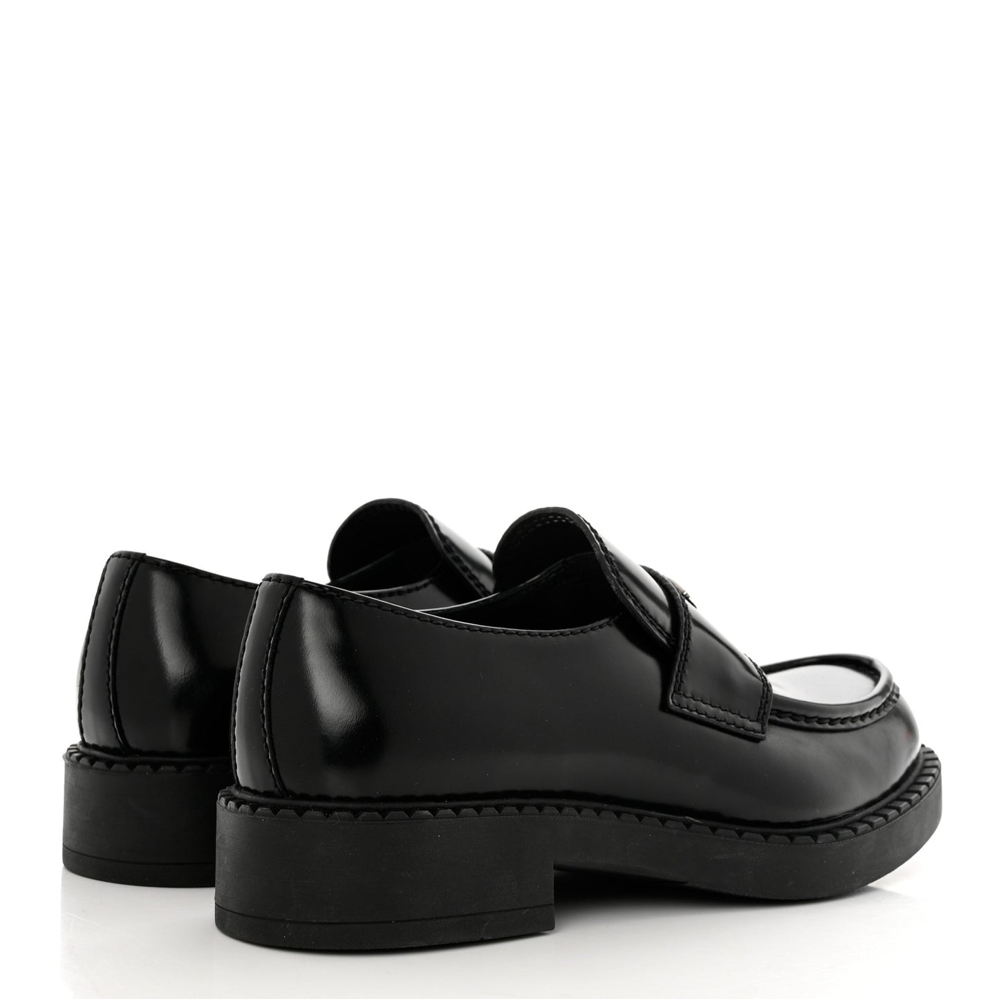 Spazzolato Metal Triangle Logo Mens 35mm Loafers 8 Black