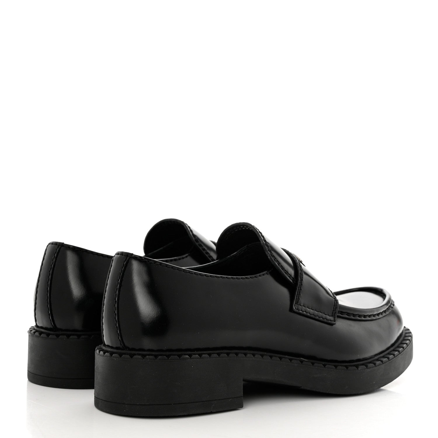 Prada Spazzolato Metal Triangle Logo Mens 35mm Loafers 8 Black 4 of 8