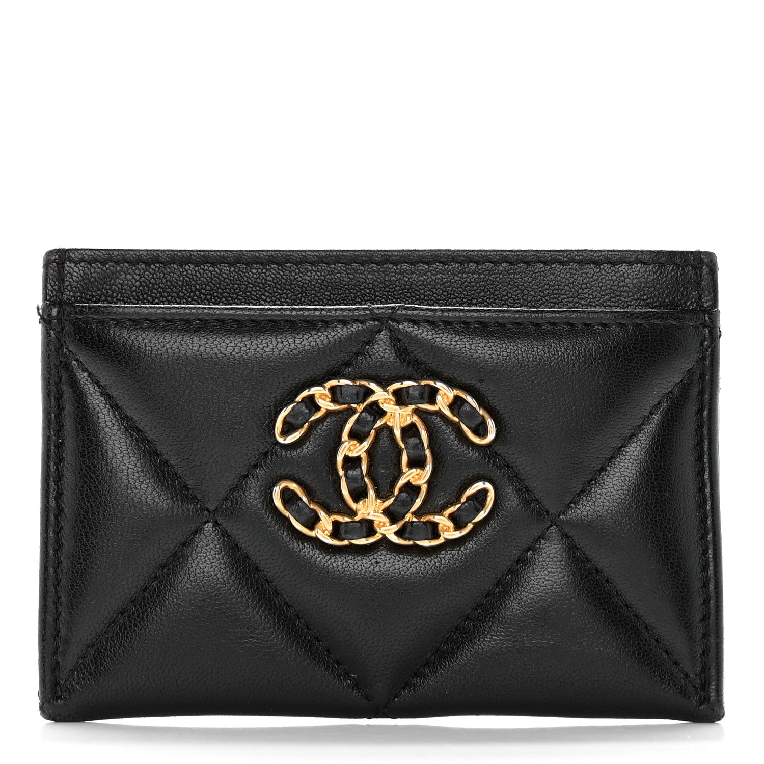 Chanel Lambskin Quilted Chanel 19 Card Holder Black 1 of 15
