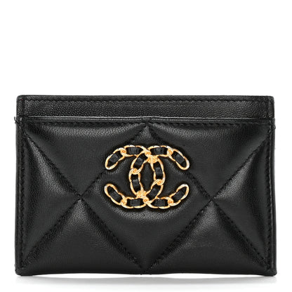 Chanel Lambskin Quilted Chanel 19 Card Holder Black 1 of 15