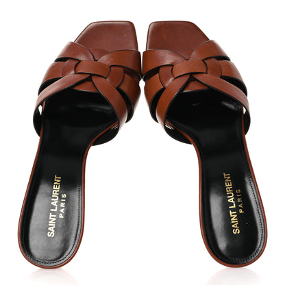 Saint Laurent Calfskin Tribute 85 Slide Sandals 39.5 New Papaya 2 of 13
