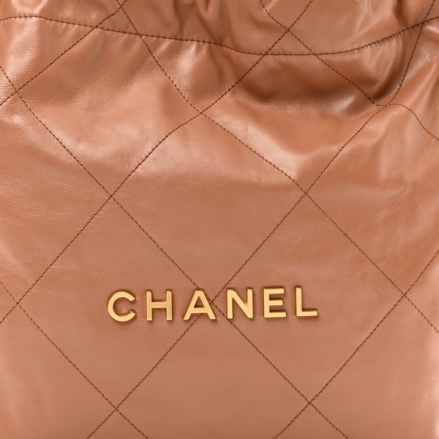 Shiny Calfskin Quilted Small Chanel 22 Beige