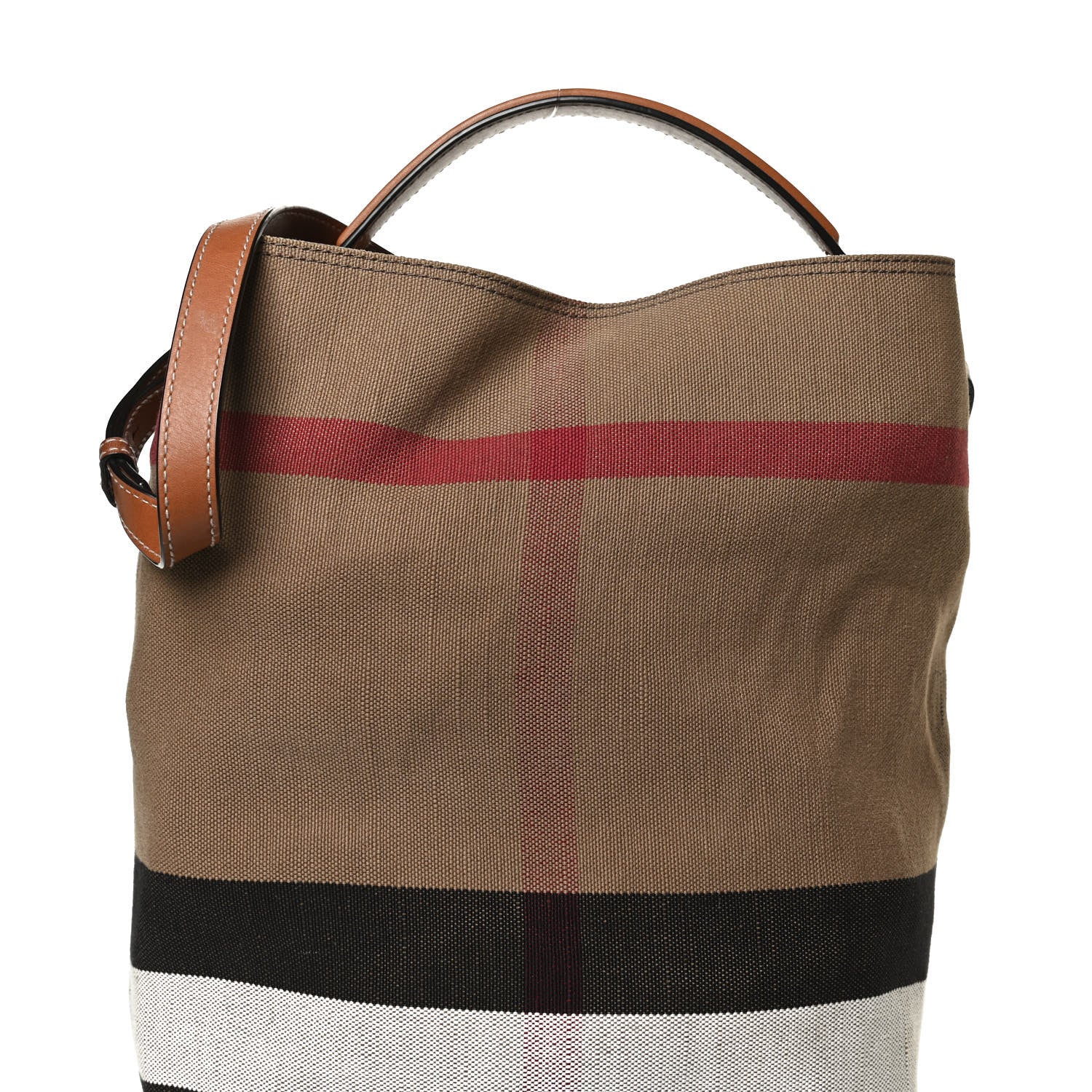 Burberry Canvas Mega Check Medium Ashby Hobo Saddle Brown 11 of 13