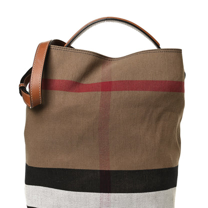 Burberry Canvas Mega Check Medium Ashby Hobo Saddle Brown 11 of 13