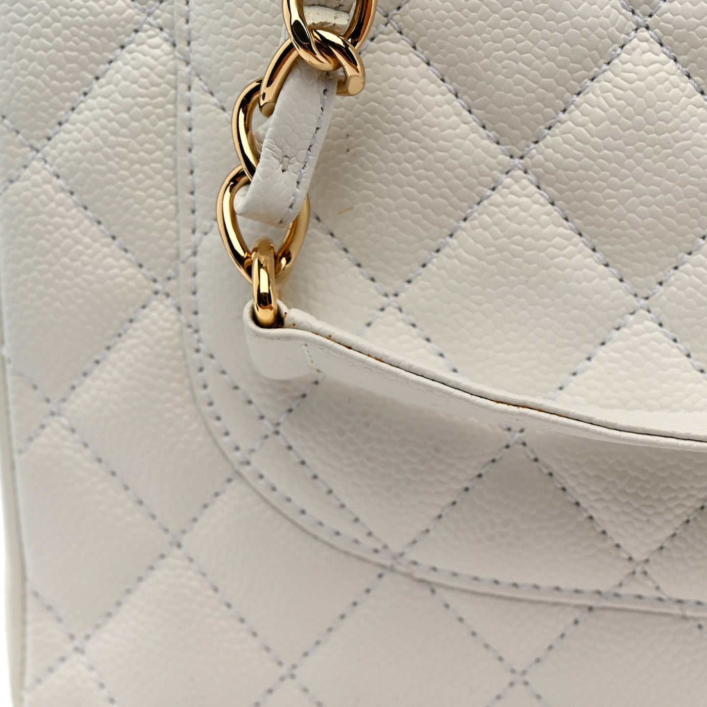 Caviar Quilted Grand Shopping Tote GST White