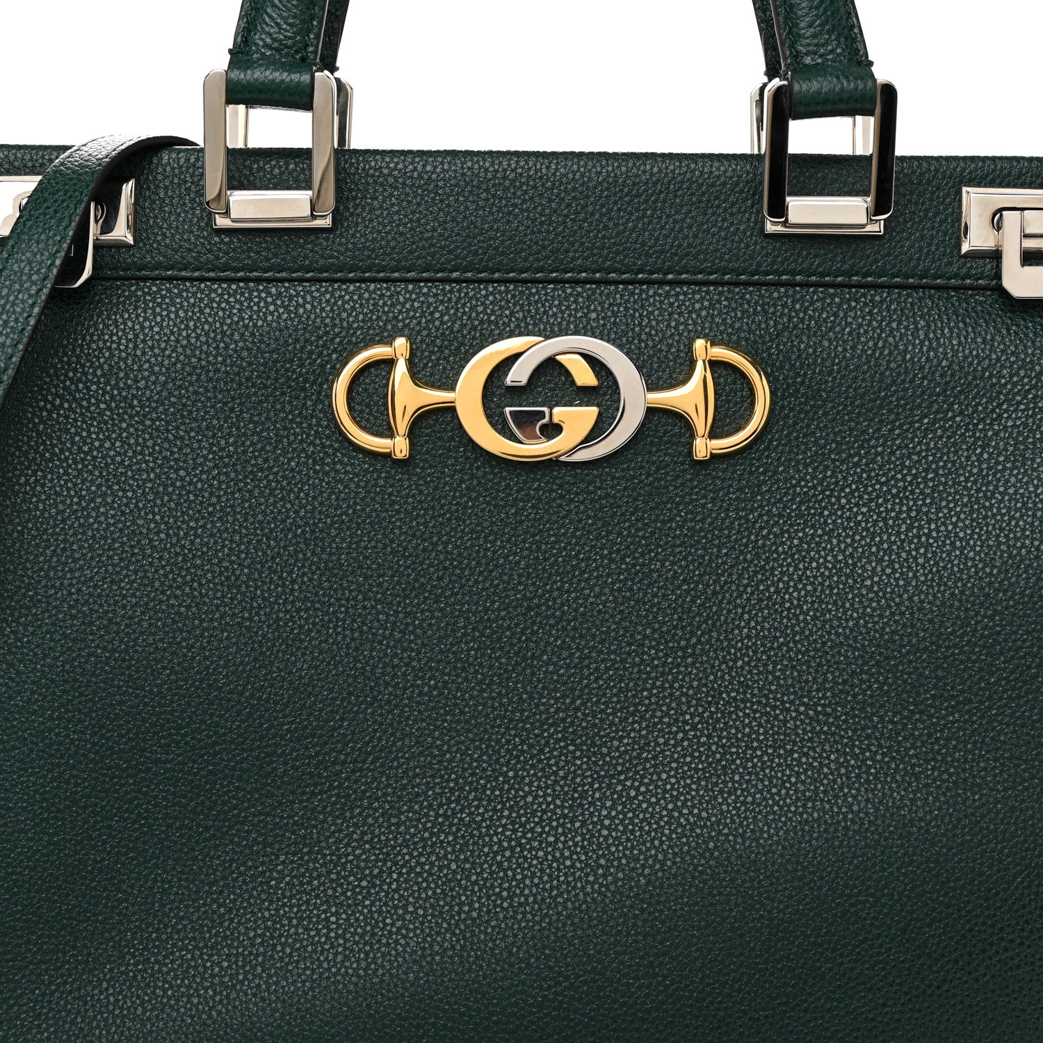 Gucci Grainy Calfskin Small Zumi Top Handle Bag Vintage Green 9 of 11