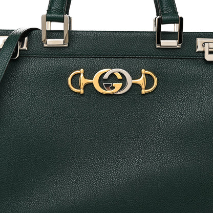 Gucci Grainy Calfskin Small Zumi Top Handle Bag Vintage Green 9 of 11