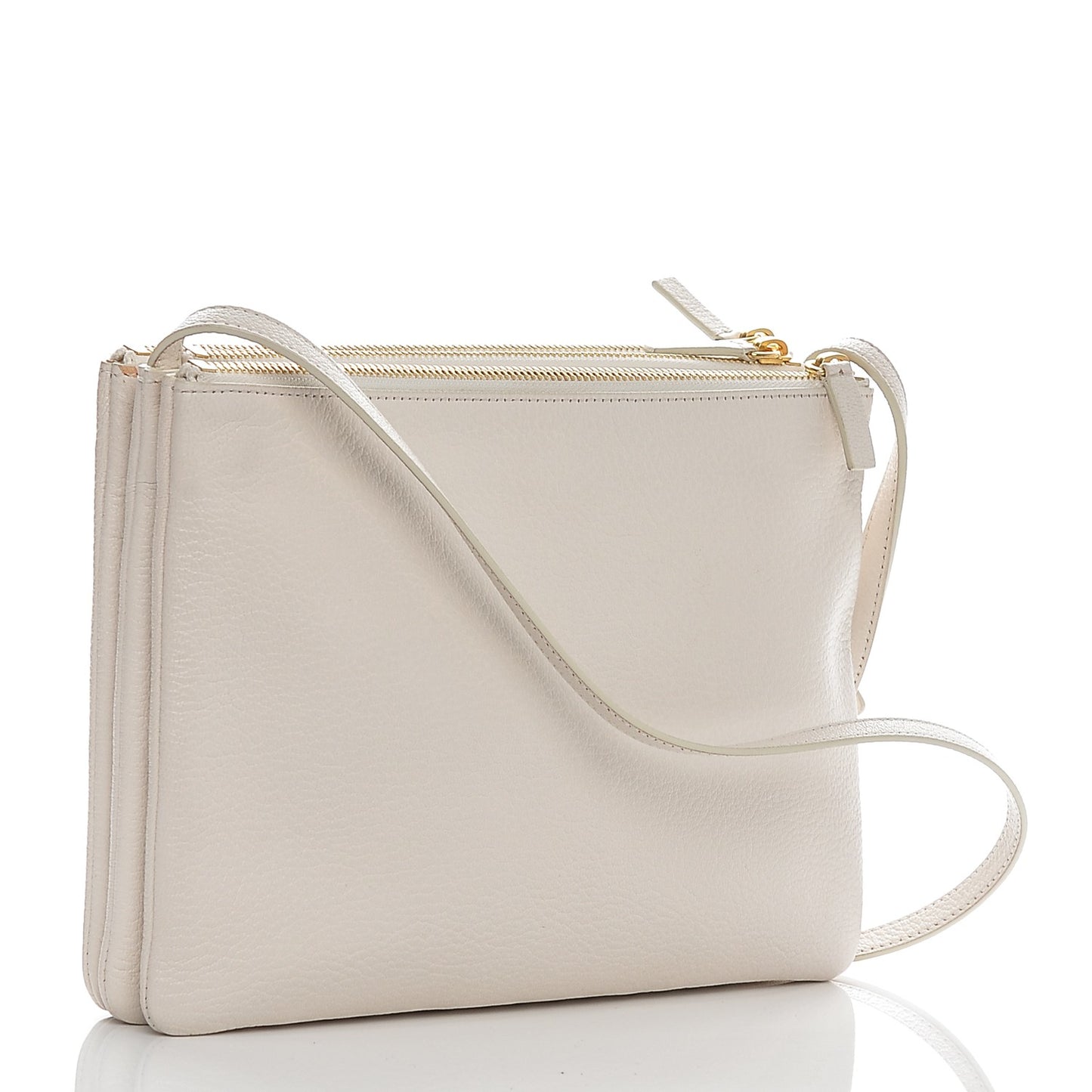Goatskin Large Trio Crossbody Bag White