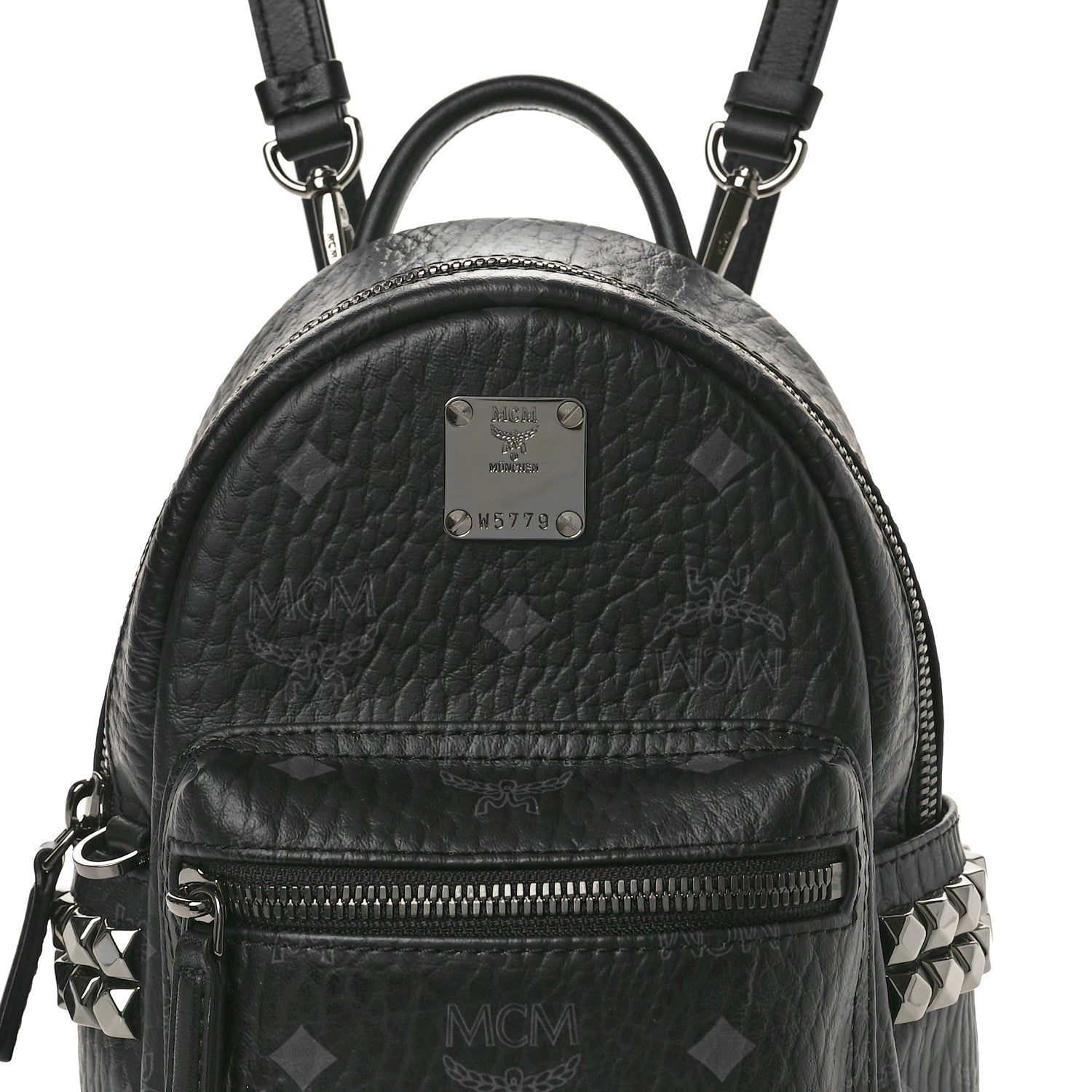 MCM Visetos Side Stud X-Mini Stark Bebe Boo Backpack Black 8 of 10