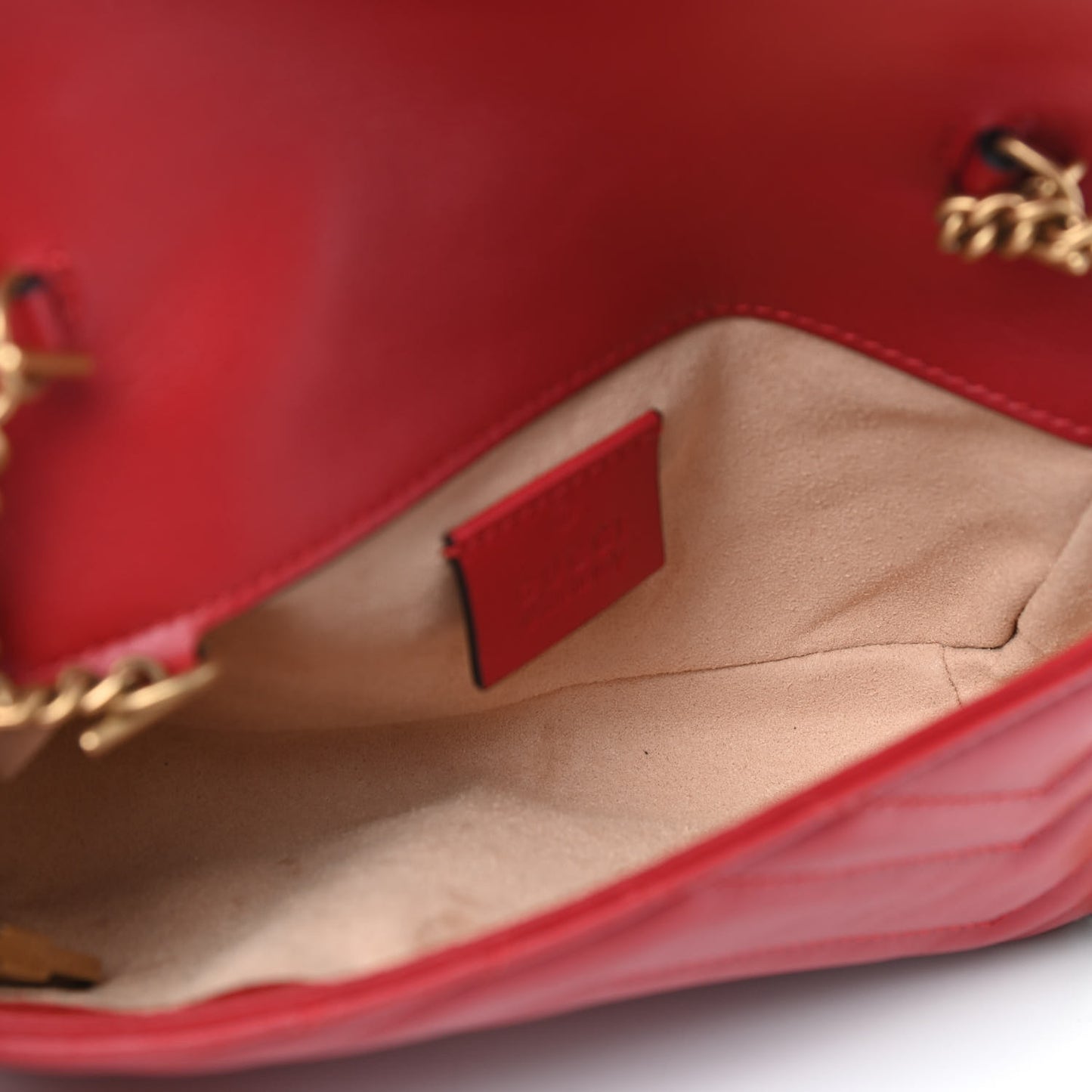 Calfskin Matelasse Super Mini GG Marmont Shoulder Bag Hibiscus Red