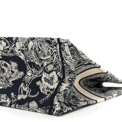 Christian Dior Canvas Embroidered Large Dioriviera Toile De Jouy Reverse Book Tote Blue 10 of 11