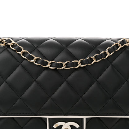 Chanel Lambskin Quilted Resin CC Flap Bag Black White 8 of 10