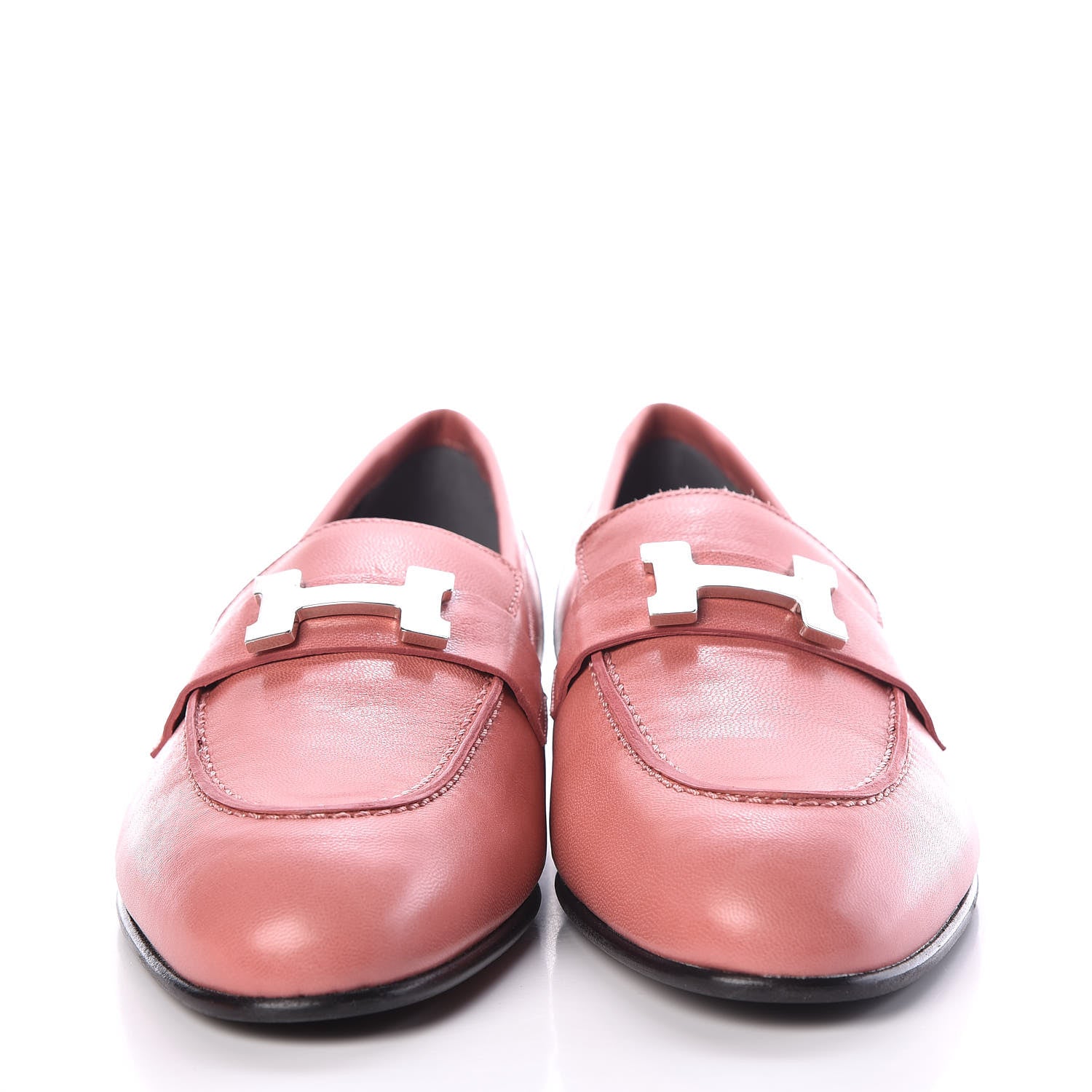 Hermes Goatskin Paris Loafers 37.5 Rouge Blush 2 of 8