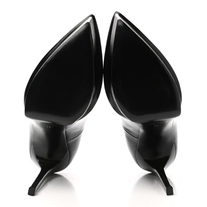 Saint Laurent Pebbled Patent Calfskin Janis 105 Platform Pumps 37 Black 5 of 9