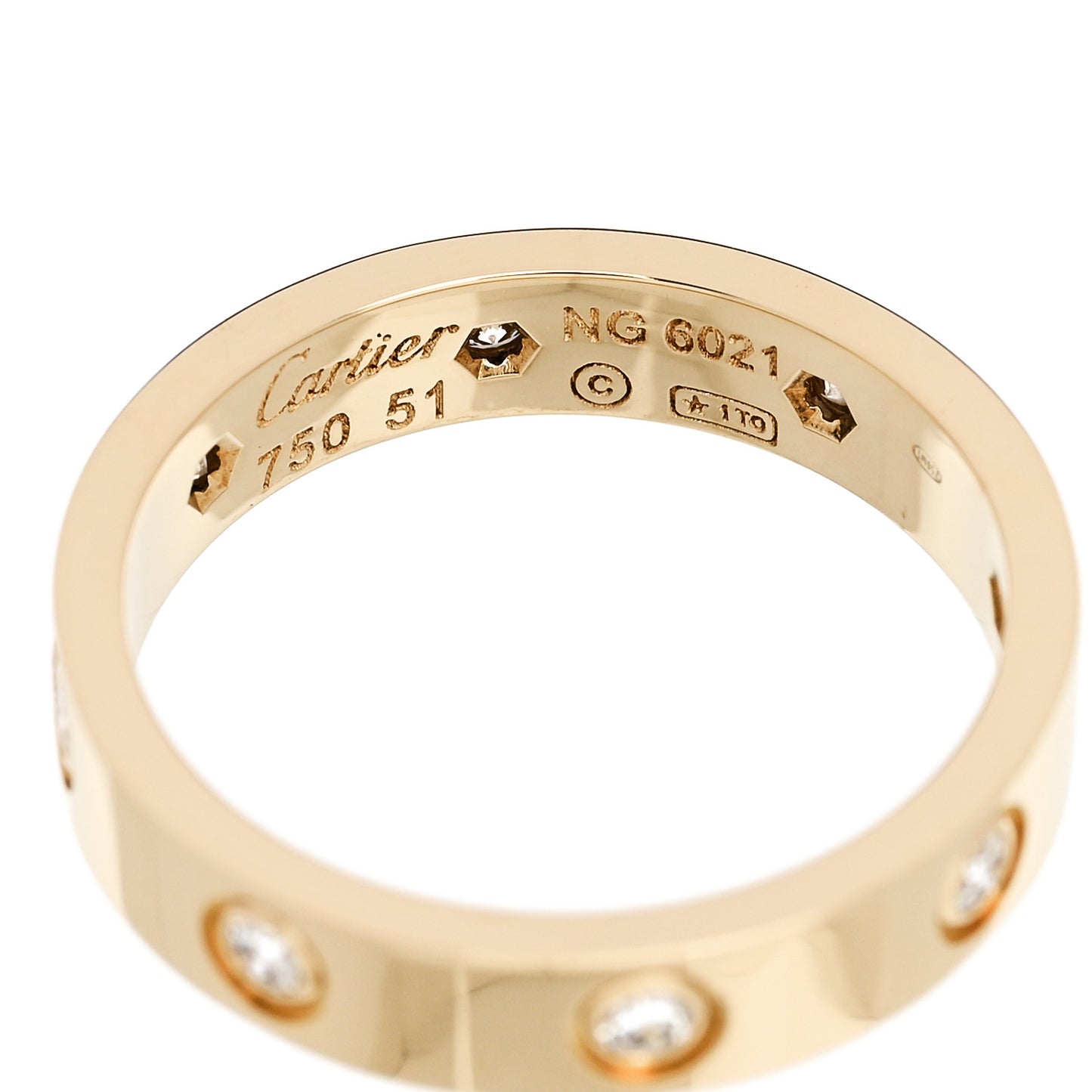 18K Yellow Gold 8 Diamond 4mm LOVE Wedding Band Ring 51 5.75